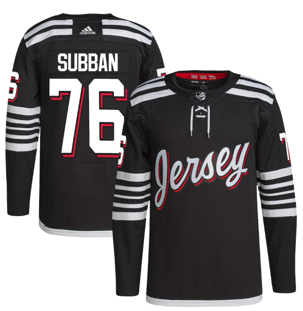 Men's New Jersey Devils #76 P.K. Subban 2021/22 Black Stitched Jersey Men's New Jersey Devils #76 P.K. Subban 2021/22 Black Stitched Jersey